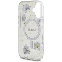 Kryt Guess Resin Flowers Glitter iPhone 16 - fialová