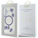 Kryt Guess Resin Flowers Glitter iPhone 16 - fialová