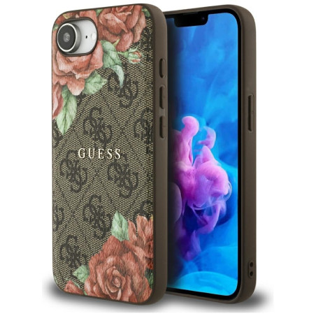 Kryt Guess 4G Flowers Print MagSafe iPhone 16e - brown