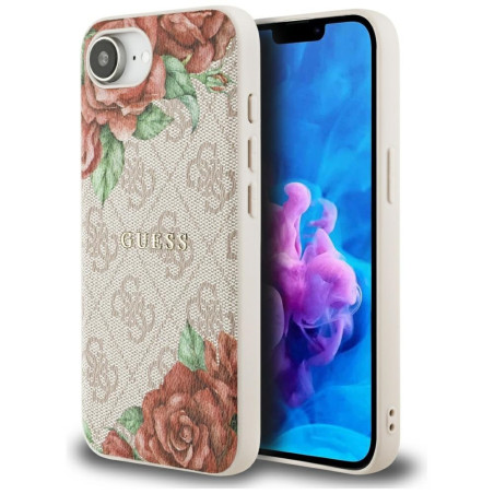 Kryt Guess 4G FLOWERS PRINT pro iPhone 16e - pink