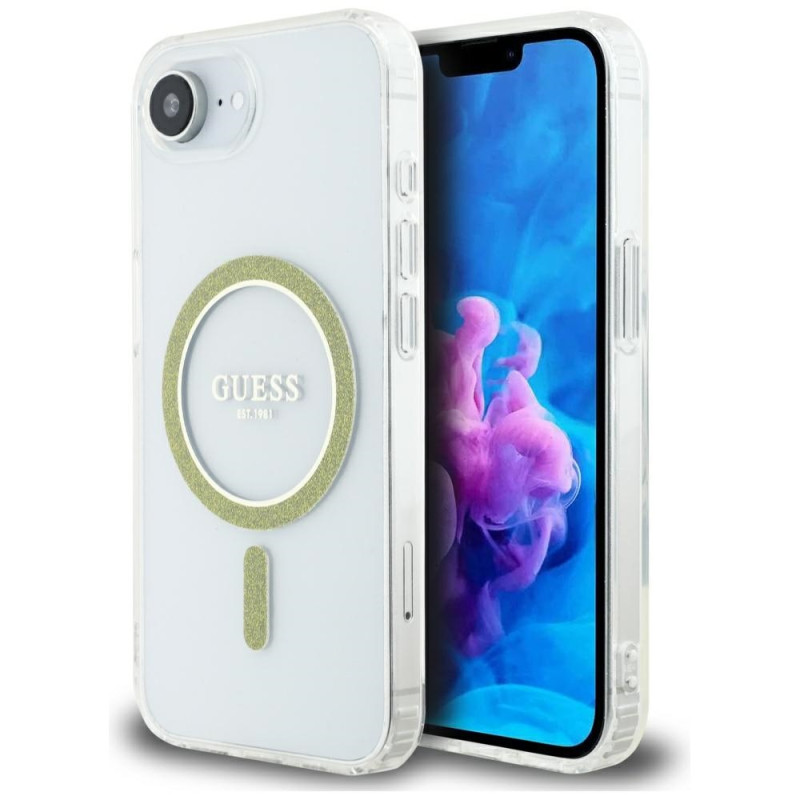 Kryt Guess IML GLITTER CIRCLE pro iPhone 16e - čirý