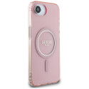 Kryt Guess IML GLITTER Circle MagSafe pro iPhone 16e - pink