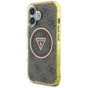 Kryt Guess IML Metal Glitter 4G pro iPhone 16 – hnědý