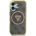 Kryt Guess IML Metal Glitter 4G pro iPhone 16 – hnědý