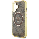 Kryt Guess IML Metal Glitter 4G pro iPhone 16 – hnědý