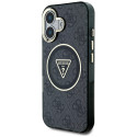 Kryt Guess IML Metal Glitter 4G MagSafe pro iPhone 16 - černý