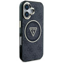 Kryt Guess IML Metal Glitter 4G MagSafe pro iPhone 16 - černý