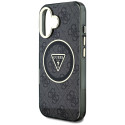 Kryt Guess IML Metal Glitter 4G MagSafe pro iPhone 16 - černý