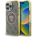 Kryt Guess IML Metal Glitter 4G pro iPhone 16 Pro - hnědá