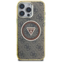 Kryt Guess IML Metal Glitter 4G pro iPhone 16 Pro - hnědá