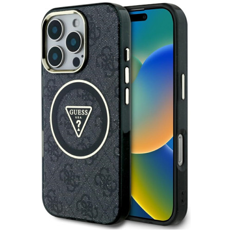 Kryt Guess IML Metal Glitter 4G pro iPhone 16 Pro - black