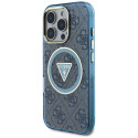 Kryt Guess IML Metal Glitter pro iPhone 16 Pro Max - modrý