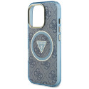 Kryt Guess IML Metal Glitter pro iPhone 16 Pro Max - modrý