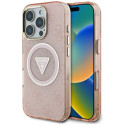 Kryt Guess IML Metal Glitter 4G MagSafe pro iPhone 16 Pro Max - pink