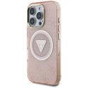 Kryt Guess IML Metal Glitter 4G MagSafe pro iPhone 16 Pro Max - pink