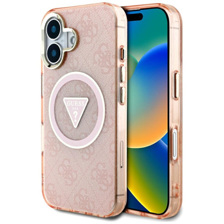 Kryt Guess IML Metal Glitter 4G pro iPhone 16 - pink