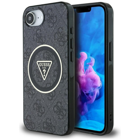 Kryt Guess IML Metal Glitter 4G pro iPhone 16e černý