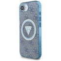 Kryt Guess MagSafe IML Metal Glitter 4G pro iPhone 16e - modrý