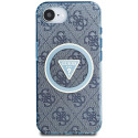 Kryt Guess MagSafe IML Metal Glitter 4G pro iPhone 16e - modrý