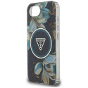 Kryt Guess IML Metal Glitter Flowers Triangle iPhone 16e - black
