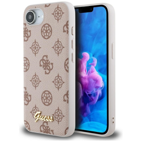 Kryt Guess PEONY SCRIPT iPhone 16e - hnědý
