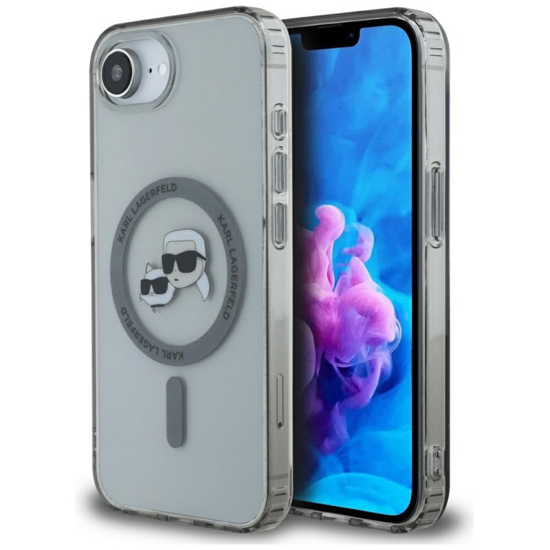 Kryt Karl Lagerfeld IML Metal K a Choupette Heads pro iPhone 16e - černý
