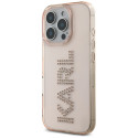 Kryt Karl Lagerfeld IML Rhinestones Logo pro iPhone 16 Pro - růžový