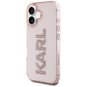 Kryt Karl Lagerfeld IML Rhinestones Logo iPhone 16 - růžová