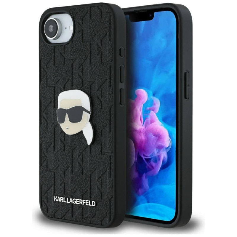 Kryt Karl Lagerfeld MONOGRAM Karl HEAD pro iPhone 16e - černý