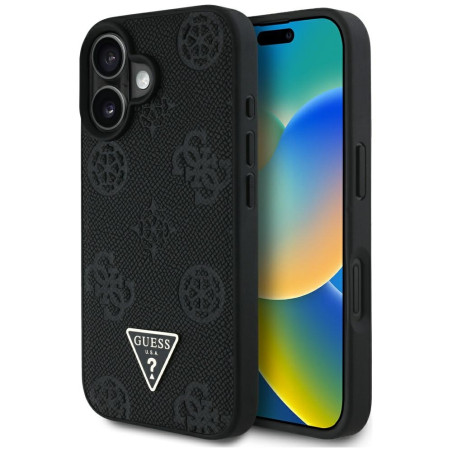 Kryt Guess Grained Hot Stamp Peony pro iPhone 16 - černý