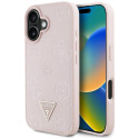 Kryt Guess Grained Hot Stamp Peony iPhone 16 - růžová