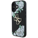 Kryt Guess GRAINED ROSES BIG 4G pro iPhone 16 - černý