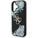 Kryt Guess GRAINED ROSES BIG 4G pro iPhone 16 - černý