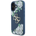 Kryt Guess GRAINED ROSES BIG 4G pro iPhone 16 modrý
