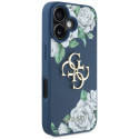 Kryt Guess GRAINED ROSES BIG 4G pro iPhone 16 modrý
