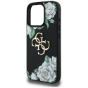 Kryt Guess GRaINED ROSES BIG 4G logo pro iPhone 16 Pro Max - černý