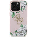 Kryt Guess Grained Roses Big 4G iPhone 16 Pro Max – růžový