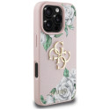 Kryt Guess Grained Roses Big 4G iPhone 16 Pro Max – růžový