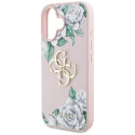 Kryt Guess Grained Roses Big 4G logo pro iPhone 16 - růžová