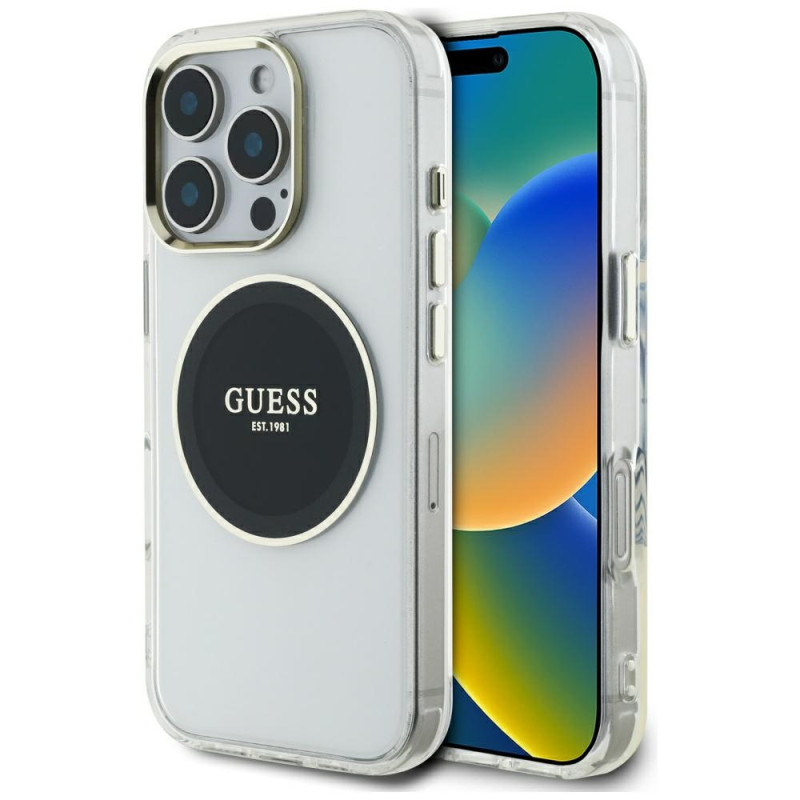 Kryt Guess IML METAL COLOR CIRCLE Classic pro iPhone 16 Pro - black