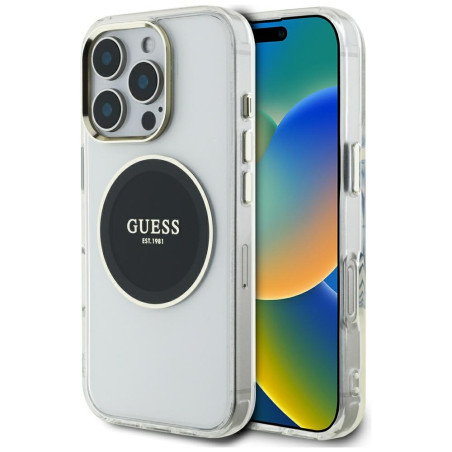 Kryt Guess IML Metal Colored Circle iPhone 16 Pro Max černý
