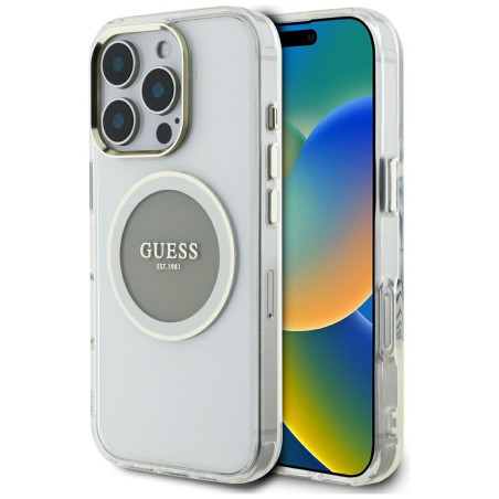Kryt Guess IML Metal Colored Circle iPhone 16 Pro - šedý