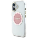 Kryt Guess IML Metal Colored Circle Classic iPhone 16 - růžový