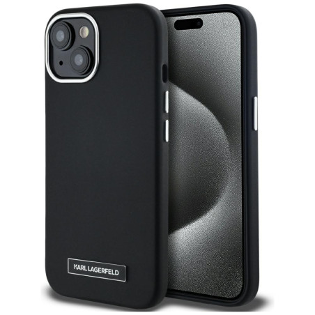 Kryt Karl Lagerfeld FW Metal Plate pro iPhone 15 černý