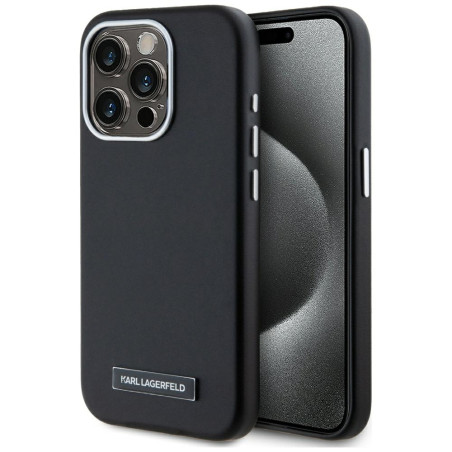 Kryt Karl Lagerfeld FW Metal Plate iPhone 15 Pro - černý