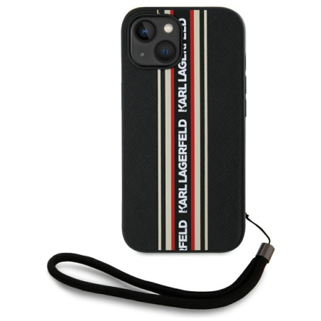 Kryt Karl Lagerfeld Saffiano Athleisure Stripes pro iPhone 15 - červe