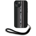 Kryt Karl Lagerfeld SAFFIANO ATHLEISURE STRIPES pro iPhone 15 - pink