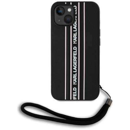 Kryt Karl Lagerfeld SAFFIANO ATHLEISURE STRIPES pro iPhone 15 - pink