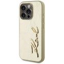 Kryt Karl Lagerfeld WRINKLED METAL Signature iPhone 15 Pro - zlatý