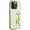 Kryt Karl Lagerfeld WRINKLED METAL Signature iPhone 15 Pro - zlatý
